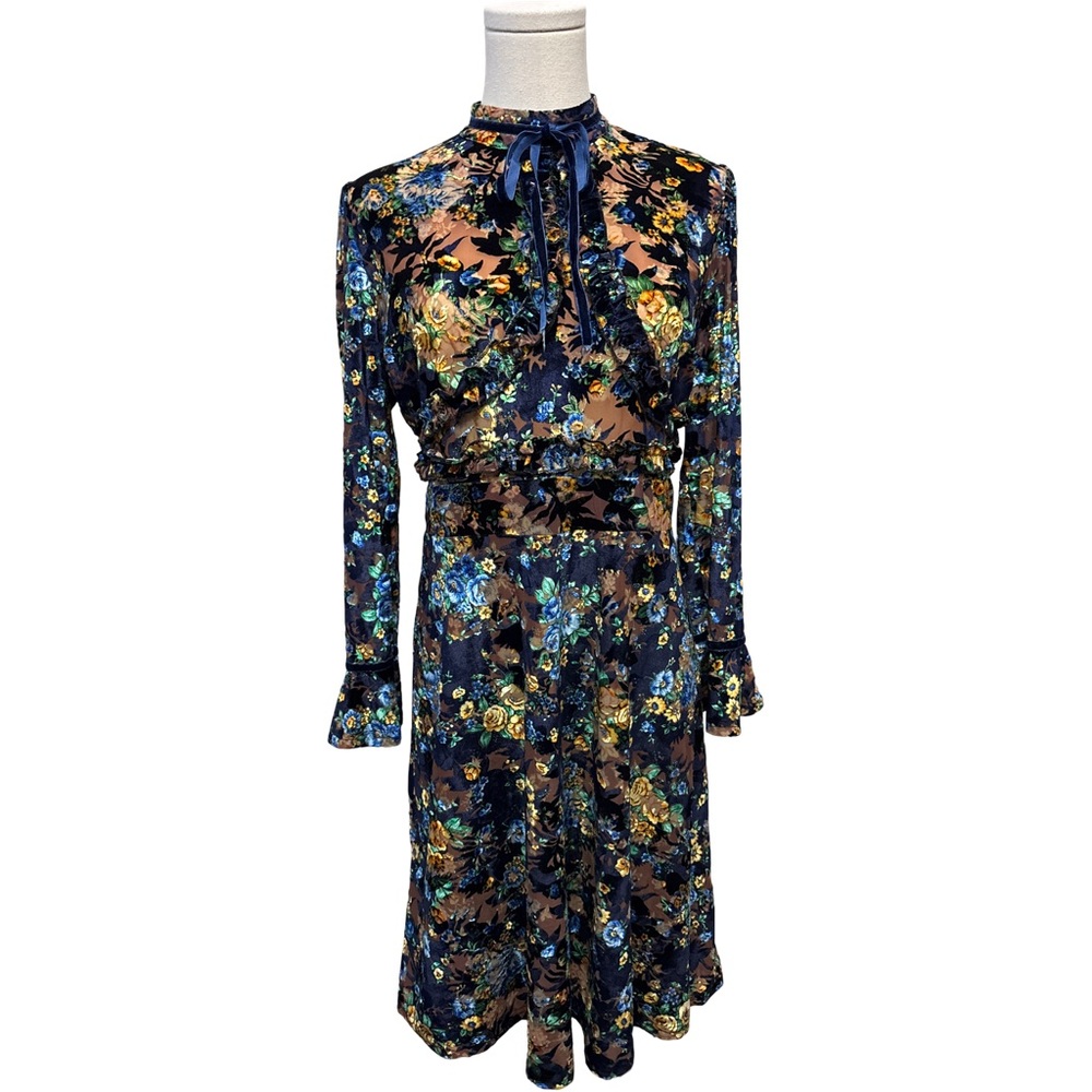 Dalia Macphee Floral burnout Velvet Dress - size M